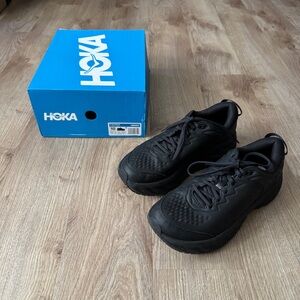 Hoka One One W Bondi SR 1110521 BBLC Black Leather Shoes Sneaker 10 Worn Once